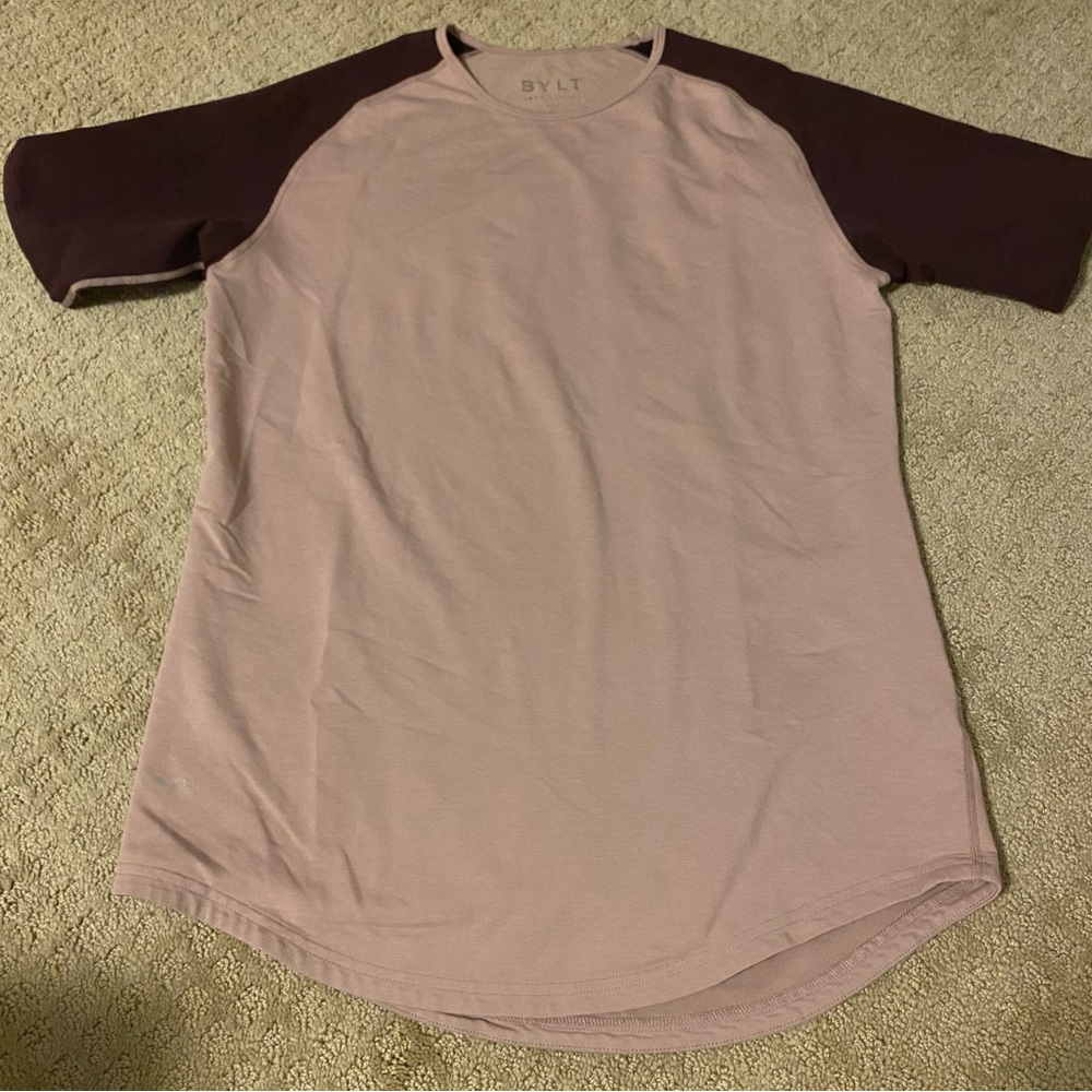 Pink and maroon BYLT men’s short sleeve shirt